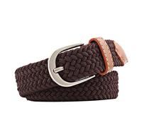 FGUJSUR 2.5cmx100cm Unisex Extended Elastic Knitted Thin Belt Women's Needle Button Canvas Jeans Student For Women(Coffee)