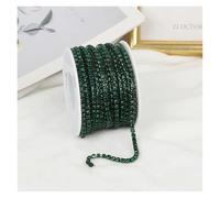 FGUJSUR 2mm-4mm Glass Rhinestone Chain Trim with Colorful Bottom Sewing Strass Cup Crystal Banding Glue On(Emerald,5yards,SS6-2mm)