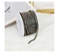 FGUJSUR 2mm-4mm Glass Rhinestone Chain Trim with Colorful Bottom Sewing Strass Cup Crystal Banding Glue On(Rainbow,10yards,SS16-4mm)