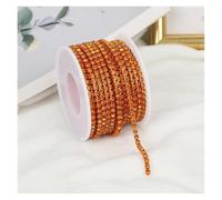 FGUJSUR 2mm-4mm Glass Rhinestone Chain Trim with Colorful Bottom Sewing Strass Cup Crystal Banding Glue On(Topaz,10yards,SS16-4mm)