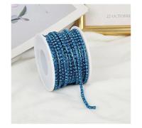 FGUJSUR 2mm-4mm Glass Rhinestone Chain Trim with Colorful Bottom Sewing Strass Cup Crystal Banding Glue On(Capril Blue,5yards,SS16-4mm)