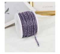 FGUJSUR 2mm-4mm Glass Rhinestone Chain Trim with Colorful Bottom Sewing Strass Cup Crystal Banding Glue On(Violet,10yards,SS12-3mm)