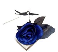 FGUJSUR 5 pezzi 8-9 cm seta nera rosa testa di fiore artificiale bouquet casa soggiorno matrimonio decorazione natalizia capodanno(Blue,5pcs)