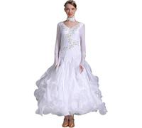 FGUJSUR Abito da Ballo Moderno Spettacolo Nazionale Standard Costume Concorso Diamond Sala(Color1,M)