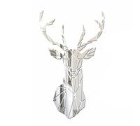 FGUJSUR Adesivi murali a specchio 3D Adesivo a con testa di cervo murale rimovibile for decorazioni for soggiorno domestico fai da te((XXL) 95x57cm)