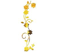 FGUJSUR Adesivo da parete a specchio 3D Fiore arte rimovibile acrilico murale decalcomania Home Room Decor Oro Argento Nero Camera letto Decorazione bagno(Gold)