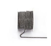 FGUJSUR Arrival Colorful Rhinestone Chains Dense Fancy Chain Apparel Sewing Glass Cup with Base(Black Diamond,SS8(2.5mm)-10yards)