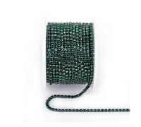 FGUJSUR Arrival Colorful Rhinestone Chains Dense Fancy Chain Apparel Sewing Glass Cup with Base(Emerald,SS6(2mm)-5yards)