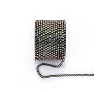 FGUJSUR Arrival Colorful Rhinestone Chains Dense Fancy Chain Apparel Sewing Glass Cup with Base(Rainbow,SS12(3mm)-5yards)