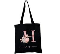 FGUJSUR Borsa con nome personalizzata a tracolla da donna lettera fiore rosa tote casual for la spesa riutilizzabile di grande capacità(D1NePinH)
