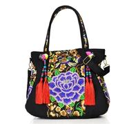 FGUJSUR Borsa da viaggio e tempo libero con ricamo in stile etnico, caratteristiche della borsa a tracolla nazionale(Color-03)