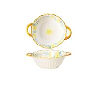 FGUJSUR Ciotola for zuppa in ceramica for uso domestico, alta 10 pollici, con doppio orecchio estetico, anti-scottatura, processo di colorazione sotto smalto(Color-03)