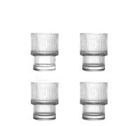 FGUJSUR Coffee Glass Cups Stackable Glassware Stripe Simple Transparent Cocktail Bar Beverages Soda Milk Juice Drink Mugs Cup Drinkware(200ml 4pcs)