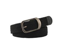FGUJSUR Unisex Eyeless Needle Metal Rectangle Buckle Woven Women's Belts Elastic Canvas Waistband Casual Pants Jeans Belt for Men(Black)