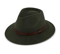 FGut Edison Traveller con cinturino in similpelle | Cappello in feltro 100% lana per uomo e donna | Comoda vestibilità leggera per tutto l'anno | Cappello in feltro di lana Made in Italy oliva 62