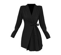 FGUUTYM Abito da vino Donne Tinta Unita Temperamento Tempo Libero Versatile E Diligente Pizzo Up Pieghe Vestito Vestito Giacca Abiti Da Donna Festa Elegante Matrimonio, Nero , M