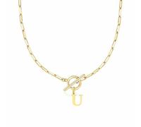 FGUUTYM Anche Toggle Clasp Capital A Z Initial Necklace for Women Hiphop Gold Alphabet Pendant Necklaces Thick Chain OT Buckle Necklace Aromaterapia Ciondolo (GD20, 11)