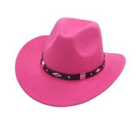 FGUUTYM Bowler Hat with Belt Buckle Western Style Love Top Broadside Wide Brim Head Cowboy Dress Up Hats for Romantiche commedie, rosa intenso, Taglia unica