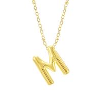 FGUUTYM Bubble Letter Necklace Gold Initial Necklaces for Women Trendy Chunky Charm Pendant Necklaces Gold Jewelry Birthday Gifts for Women Teen Her Mom Grandma Wife Sister Catene grezze, m, misura