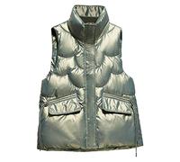 FGUUTYM Cappotto casual unisex giacca tinta unita tasca con cerniera giacca senza maniche allentata cappotto aderente gilet peso, Amy Green, M