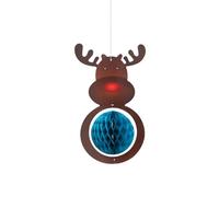 FGUUTYM Christmas Decorations Store Storefront Hanging Honeycomb Christmas Tree Santa Snowman Deer Hat Scene Decoration - Fissaggio a dondolo corto (Sky Blue, taglia unica)
