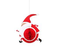 FGUUTYM Christmas Decorations Store Storefront Hanging Honeycomb Christmas Tree Santa Snowman Deer Hat Scene Decoration - Fissaggio a dondolo corto (rosso, taglia unica)