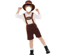 FGUUTYM Costume da bambino per feste di birra, carnevale, stile retrò, costume tradizionale etnico, genitore-figlio, per bambini, 86 ragazzi (Brown, 3-4 anni)