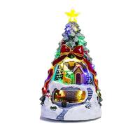 FGUUTYM Decorazioni musicali di Natale con RotatingTrain Christmas Trees Village House 9,5'' Christmas Tree with Multicolored Lights for Home Tabletop Decorative Xmas Decor Scrivania (B, taglia unica)