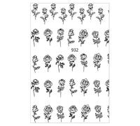 FGUUTYM Flowers Nail Decals 3D Self Adhesive Black White Rose Nail Stickers French Hollow Flower Design Manicure DIY Nail Decoration for Acrylic Nail Study Starter Set (BK2, One Size)