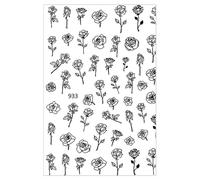 FGUUTYM Flowers Nail Decals 3D Self Adhesive Black White Rose Nail Stickers French Hollow Flower Design Manicure DIY Nail Decoration for Acrylic Nail Studio Starter Set (BK3, One Size)