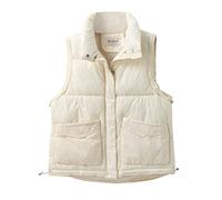 FGUUTYM Gilet in cotone da donna 2022 autunno e inverno nuovo luminoso coulisse polsino allentato spalla camicia in cotone senza maniche giacca gilet giacche lunghe autunnali per le donne, bianco, XL