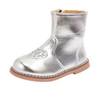 FGUUTYM Girls Spring Autumn Winter Love Children's Ankle Boots Little Girls Side Zipper Western Style Two Cotton Fashion Warm Boots Winterschuhe Impermeabile, argento, 24 EU