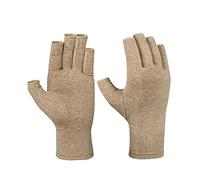 FGUUTYM -I guanti a compressione alleviano il dolore nel tunnel carpale reumatoide, guanti senza dita per l'ingresso del computer e supporto per mani e articolazioni durante il giorno (beige, L)