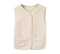 FGUUTYM Lamb Vest Donna 2022 Autunno E Inverno Nuovo Versatile Outwear Gilet Peluche Fibbia Donna Gilet Piumino Leggero, Beige, M