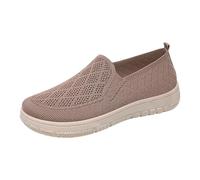 FGUUTYM Mocassino, scarpe basse da donna, senza lacci, suola comoda, leggere, per il tempo libero, per camminare, in tessuto, cachi, 37 EU