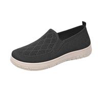 FGUUTYM Mocassino, scarpe basse da donna, senza lacci, suola comoda, leggere, per il tempo libero, per camminare, in tessuto, Nero , 36 EU