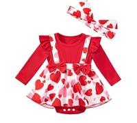 FGUUTYM New Girls' Clothing Long Sleeved of The Hajama Group of Long Crawling Suit Fly Sleeve Headband of The Two Piece Set Manica Corta Baby, Colore: rosso, 12-18 Monate
