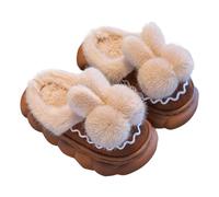 FGUUTYM Pantofole per ragazze e ragazzi, carine, comode, a forma di coniglio, calde pantofole invernali in peluche, imbottite, in memory foam, morbide pantofole per bambini, Z3 marrone, 28 EU
