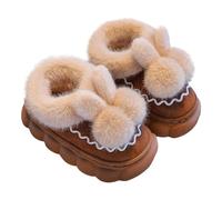 FGUUTYM Pantofole per ragazze e ragazzi, carine, comode, a forma di coniglio, calde pantofole invernali in peluche, imbottite, in memory foam, morbide pantofole per bambini, Z1 marrone, 28 EU