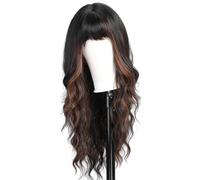 FGUUTYM Parrucca da donna con capelli lunghi ricci, copricapo in fibra, a forma di acqua, piena di personalità, parrucca lunga e ondulata, capelli umani (I, taglia unica)