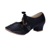 FGUUTYM Sandali da danza con tacco a blocco, scarpe alte da donna, eleganti, comode, estive, con tacchi alti, sexy, con tacco a spacco, scarpe da sera, Nero , 35 EU
