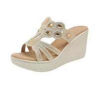 FGUUTYM Sandali da donna con tacco a zeppa, sandali da donna con brillantini, sandali romani, sandali da donna, con plateau