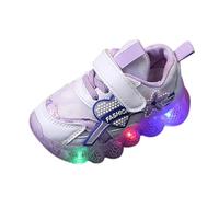 FGUUTYM Scarpe da ginnastica da 1 a 6 anni, da principessa, per bambini, da bambina, a LED, per la primavera e l'autunno, traspiranti, antiscivolo, con lacci, flash, casual, sport per bambini, Lilla
