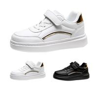 FGUUTYM Scarpe da ginnastica per bambini, scarpe piatte con lacci per bambini, con fondo spesso, morbide, comode, classiche, per camminare, scarpe da corsa per il tempo libero, Z1 bianco., 34 EU