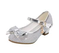 FGUUTYM Scarpe da sera con glitter per bambini eleganti scarpe da principessa ballerina scarpe con paillettes dolce fiocco per bambini tacco paillettes cristallo principesse scarpe primavera ed estate