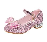 FGUUTYM Scarpe da sera con glitter per bambini eleganti scarpe da principessa ballerina scarpe con paillettes dolce fiocco per bambini tacco paillettes cristallo principesse scarpe primavera ed estate