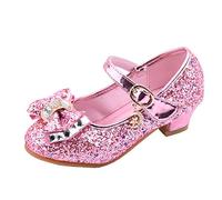 FGUUTYM Scarpe da sera con glitter per bambini eleganti scarpe da principessa ballerina scarpe con paillettes dolce fiocco per bambini tacco paillettes cristallo principesse scarpe primavera ed estate