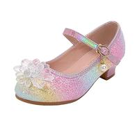 FGUUTYM Scarpe da sera con glitter per bambini eleganti scarpe da principessa ballerina scarpe con paillettes dolce fiocco per bambini tacco paillettes cristallo principesse scarpe primavera ed estate