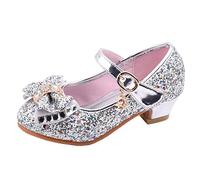 FGUUTYM Scarpe da sera con glitter per bambini eleganti scarpe da principessa ballerina scarpe con paillettes dolce fiocco per bambini tacco paillettes cristallo principesse scarpe primavera ed estate