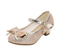 FGUUTYM Scarpe da sera con glitter per bambini eleganti scarpe da principessa ballerina scarpe con paillettes dolce fiocco per bambini tacco paillettes cristallo principesse scarpe primavera ed estate